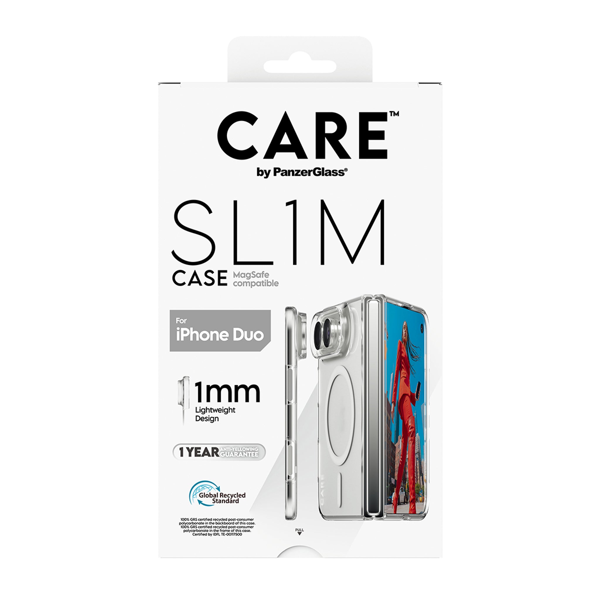 CARE™ by PanzerGlass® SL1M Case Transparent m. Hvid MagSafe iPhone Duo